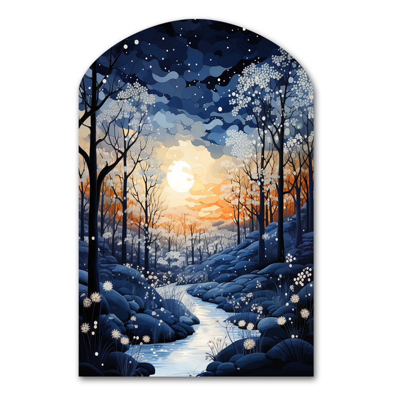 «Guanciale Forest», hiver, bleu, monochrome, forêt, H 43 po x l 33 po