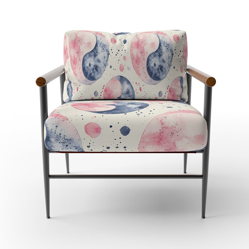 Chaise rembourrée pour filles, symbole Yin Yang, Bras ronds bruns