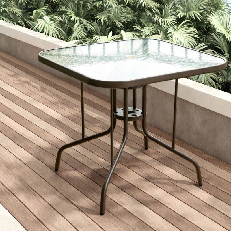 Tables de patio durables, bistro moderne en verre d'acier de 35 pouces pour la salle à manger