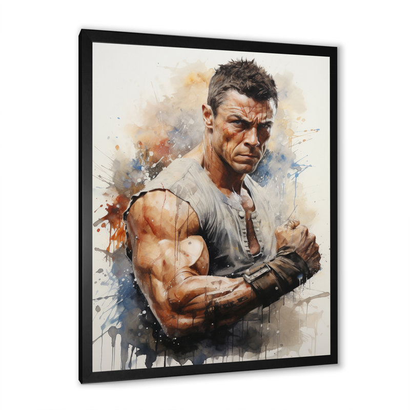 Art martial Jean Claude Van - reproduction d'art sur toile, Cadre photo noir, H 40 po x l 30 po x P 1,5 po