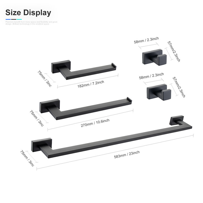 5 - Piece Bathroom Hardware Set, Matte Black
