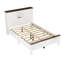 Lit plateforme rustique pleine grandeur avec porte de grange coulissante double et accessoire de chargement, lattes de bois supportées, blanc et support, blanc et brun-768486768-768486771