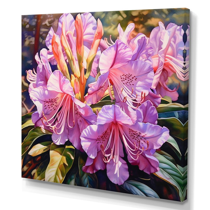 Fleurs de rhododendron mauve sur toile, H 30 po x l 30 po x P 1 po, Toile tendue