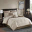 Édredon 8 pièces brun clair Tissage élégant. . 2 taies décoratives européennes, coussins décoratifs, 1 jupe de lit. Froissé. Chambre gracieuse brun clair / très grand. Rembourrage de médaillon. Coussins brodés. Jupe incluse. Tous-121228292-121228293