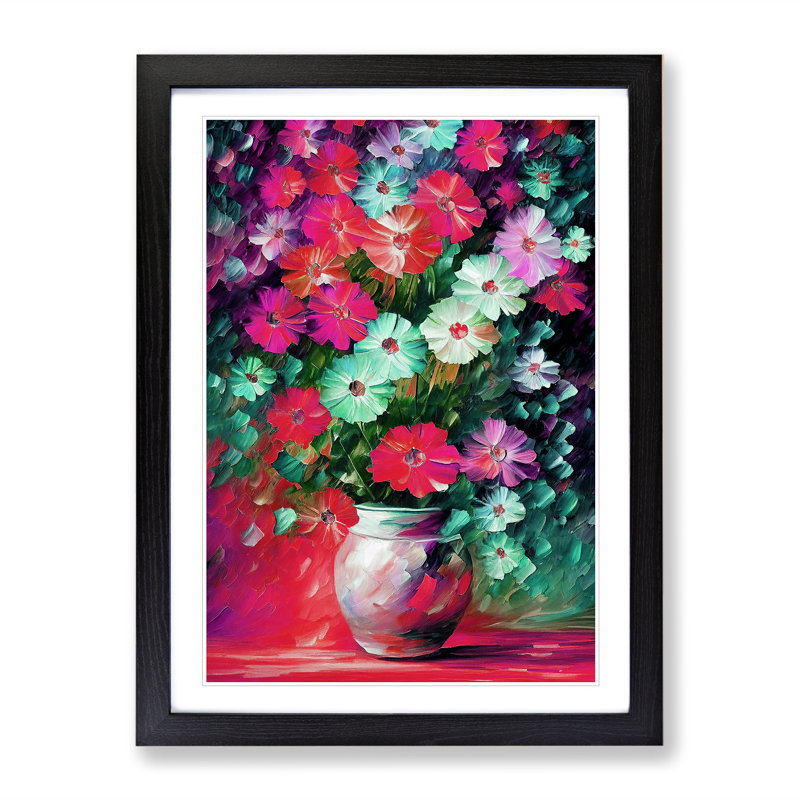 Vase Of Flowers No.2 - Single Picture Frame Painting, Black , 64cm H x 46cm W x 2cm D