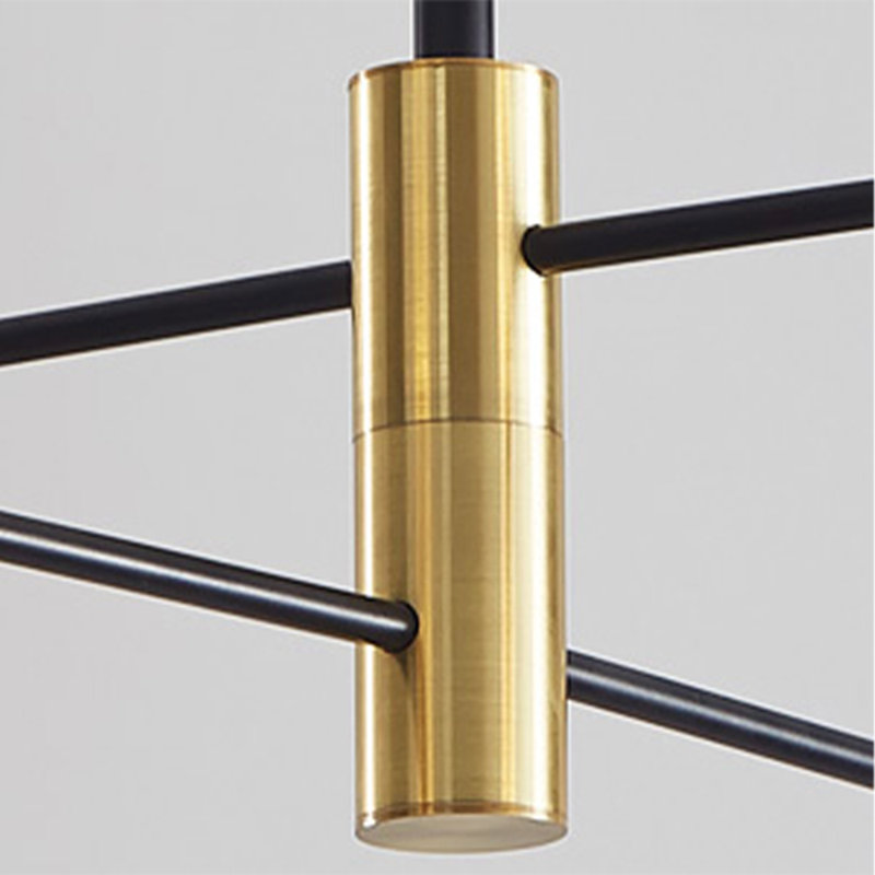 8-Light Black and Gold Dimmable Sputnik Chandelier