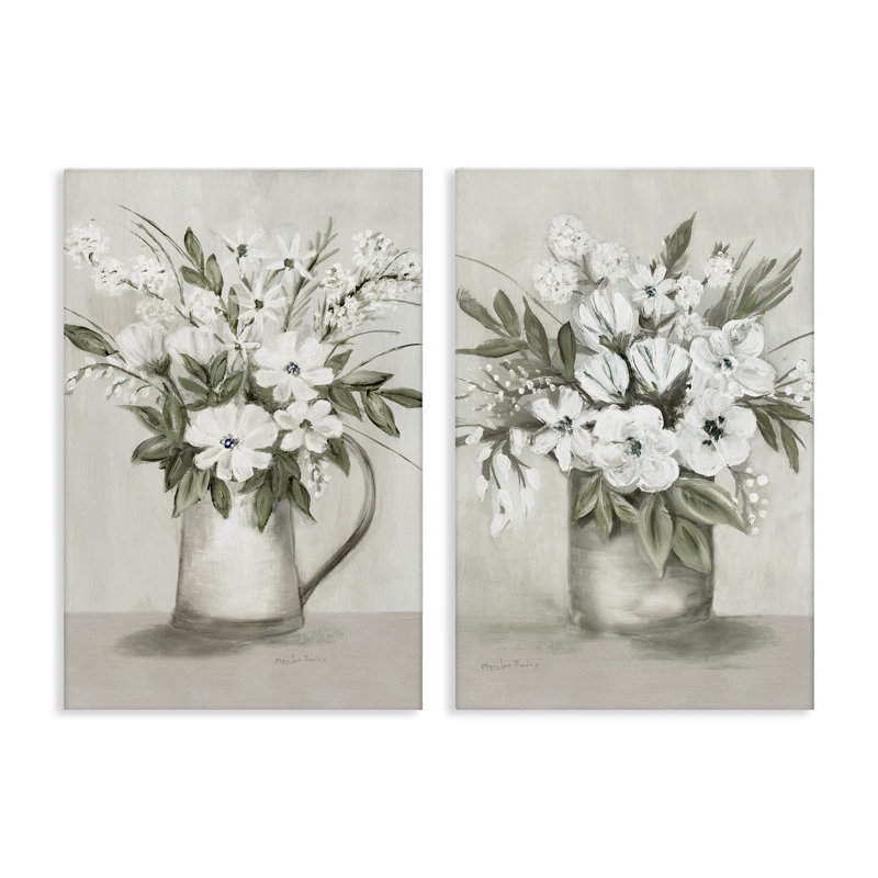  Ensemble d'art mural sur toile 2 pièces Country Vases with Bouquets par Marilyn Dunlap, H 30 po x l 20 po