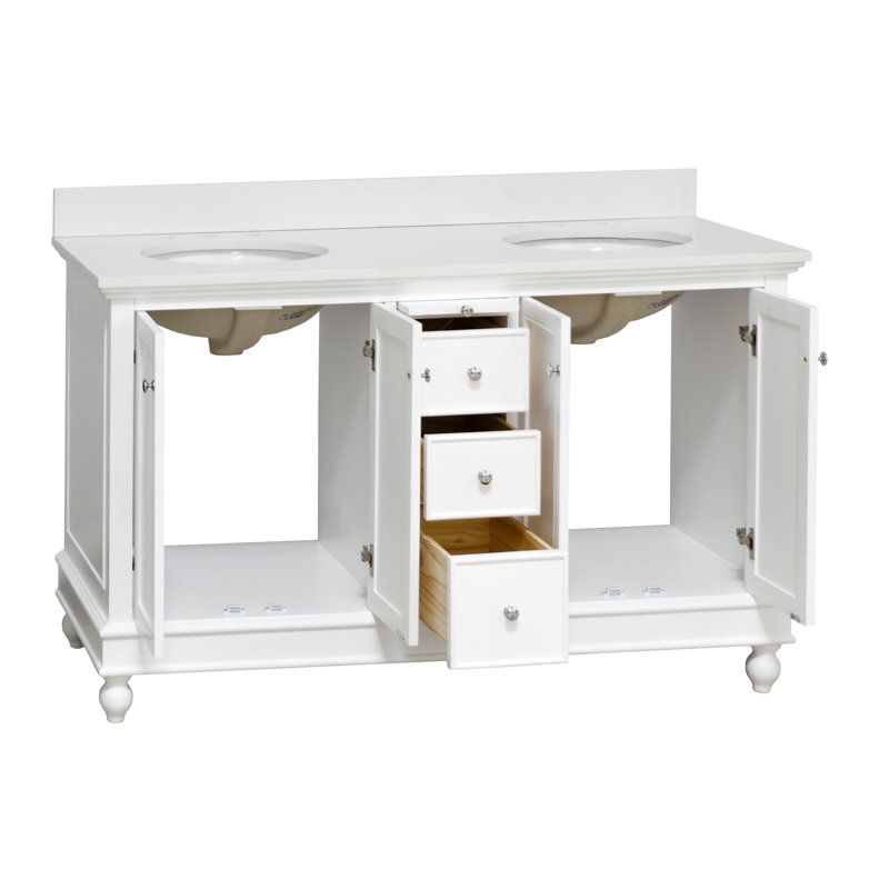 Ensemble de meuble-lavabo double 60 po Ferdinand, Blanc, Quartz