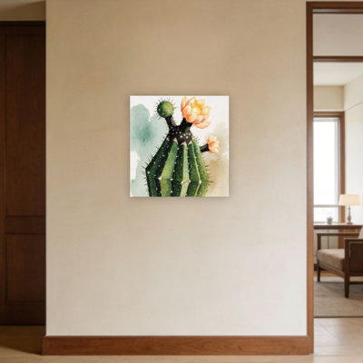 Cactus en fleurs, sans cadre, murale, 16 x 16