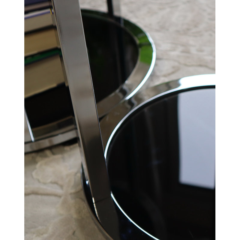 Ayeshia Floor Shelf Side Table Set, Black
