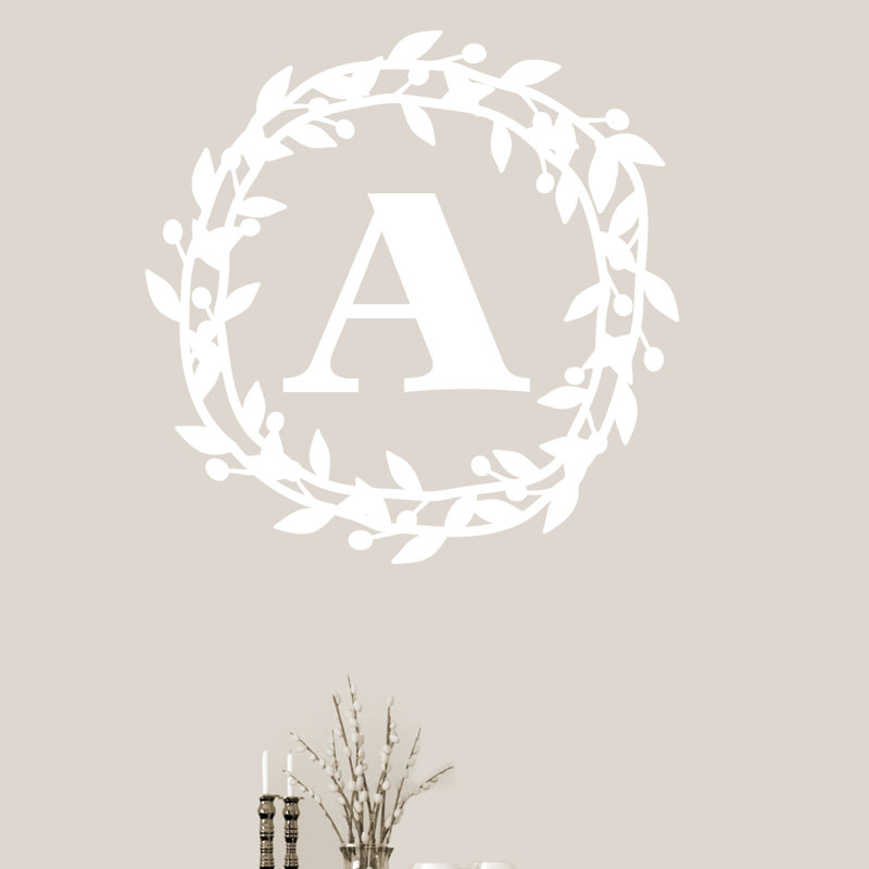 Décalcomanie murale monogramme de baies de fleurs Jiminez, Blanc, Oui