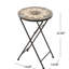 Table d'appoint pliable avec magnifique mosaïque de pierre, 35,5 cm L x P x H, carrelage en céramique beige et noir et structure en fer, style transitionnel, pliable, 35,5 cm x 55,3 cm