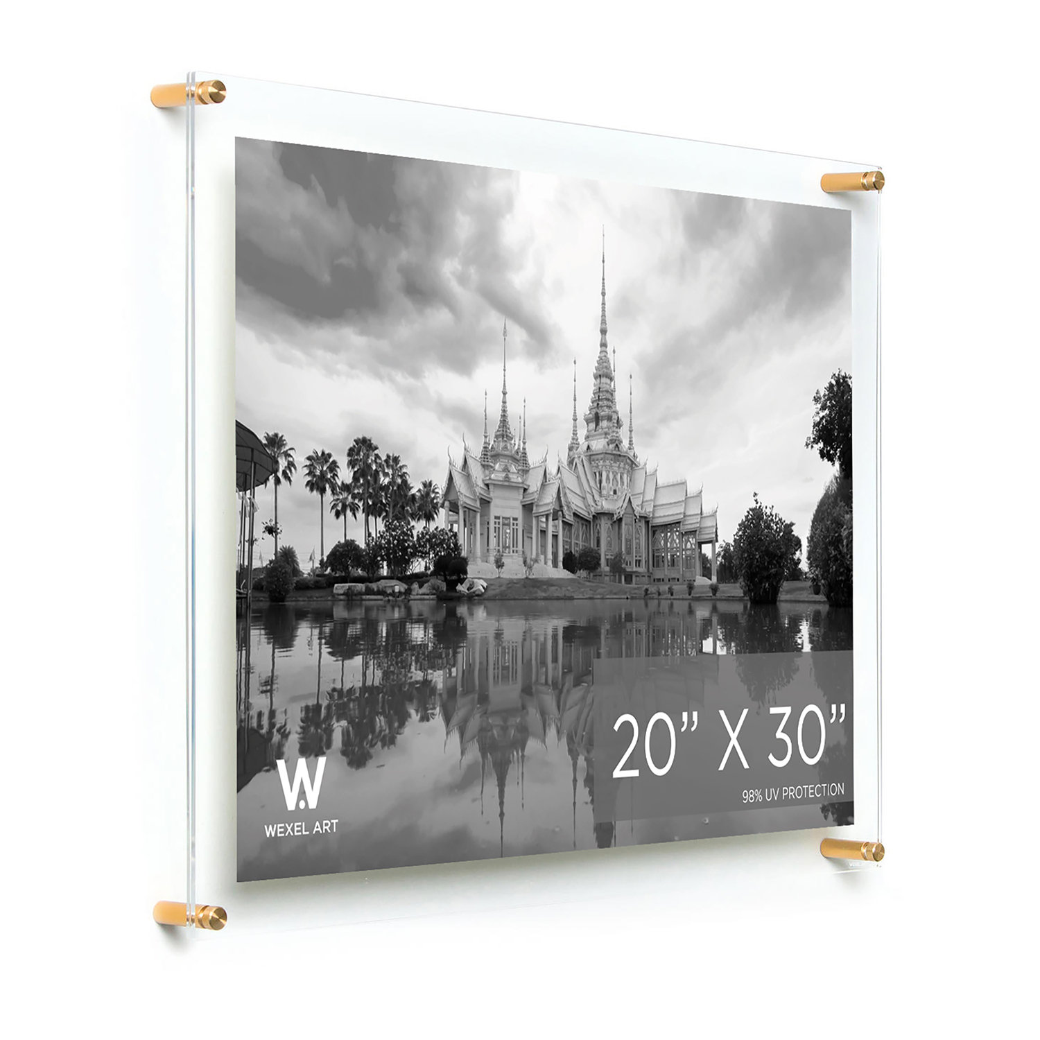 Acrylic Floating Picture Frame, Gold, 20" W x 30" H