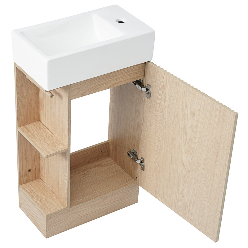 Versatile Bathroom Vanity With Sink, Cabinet, And Adjustable Shelf For Customizable Storage And Functionality., Natural