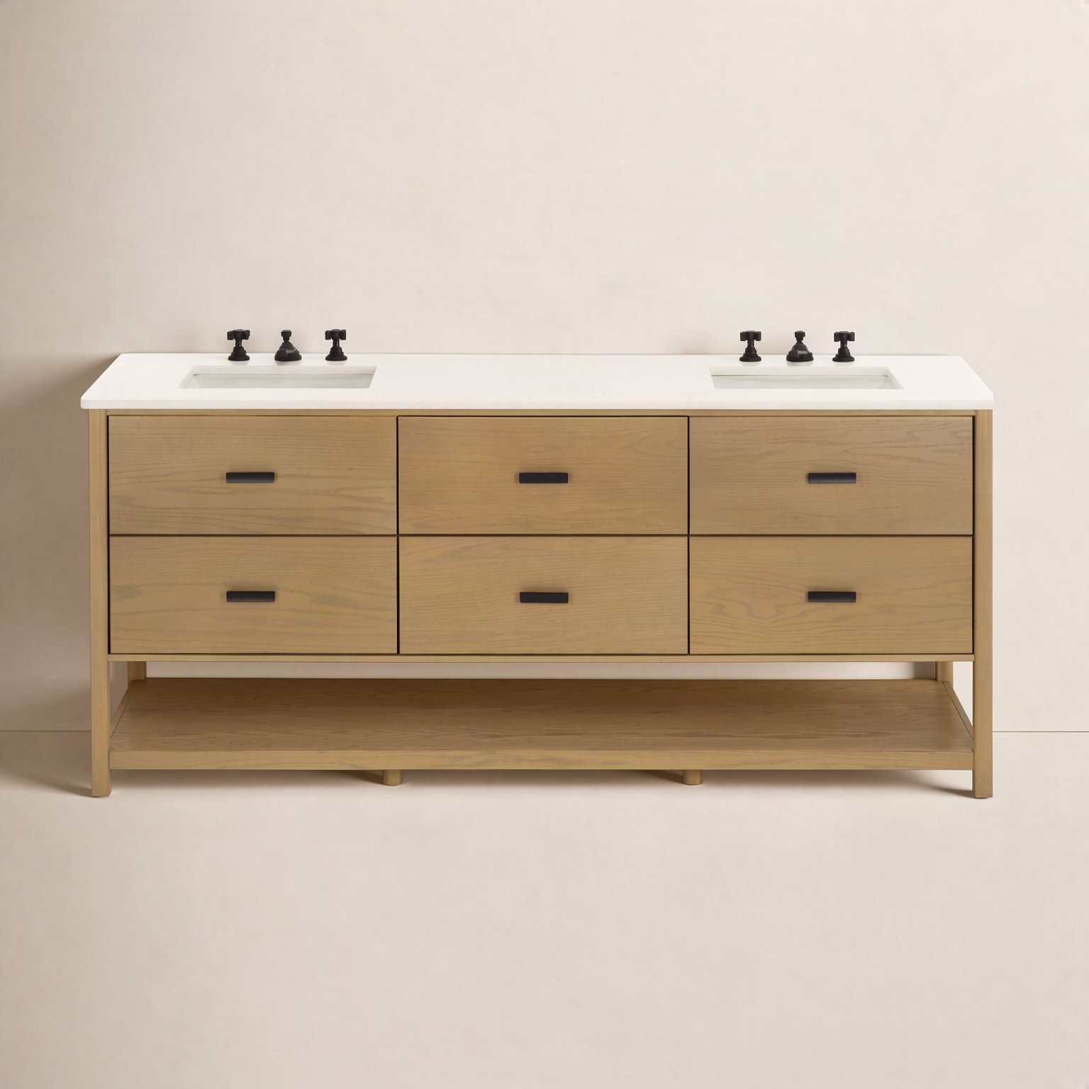 Kaplan 72" Double Bathroom Vanity, Natural
