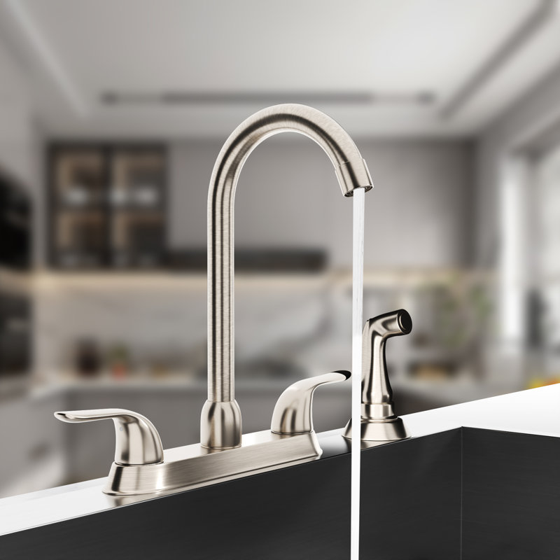 Kitchen Faucet with Side Sprayer 2 Handle Kitchen Sink Faucet with Pull Out Sprayer, Brushed Nickel