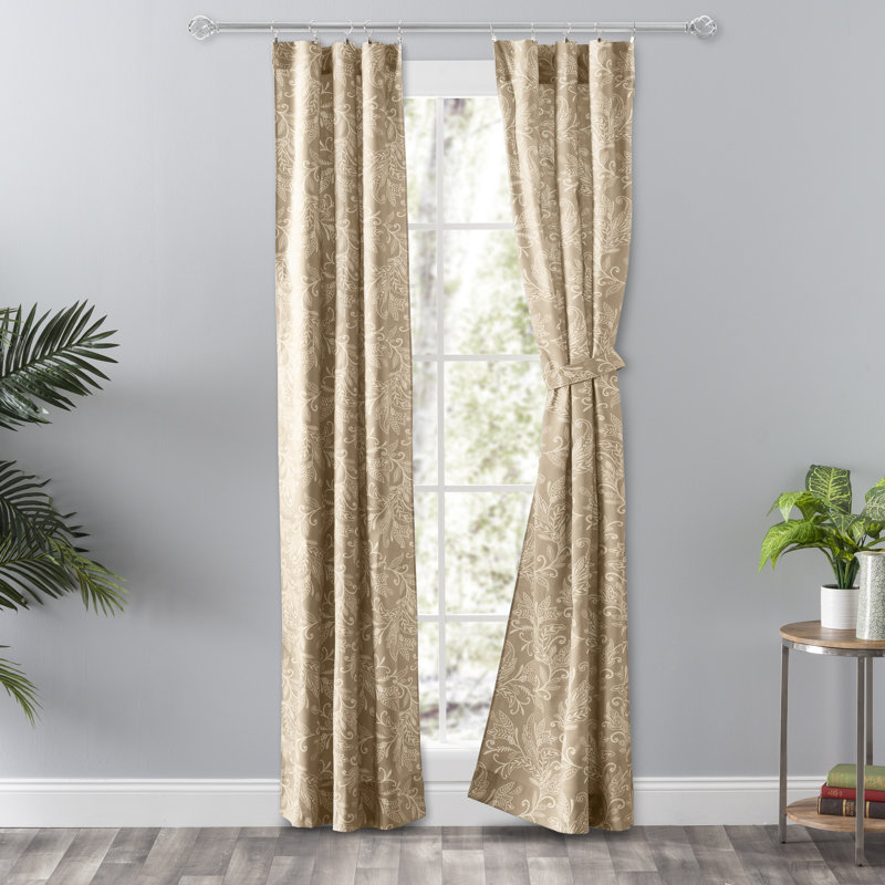 Sanita Room Darkening Curtain Pair, Tan, 28" x 84"