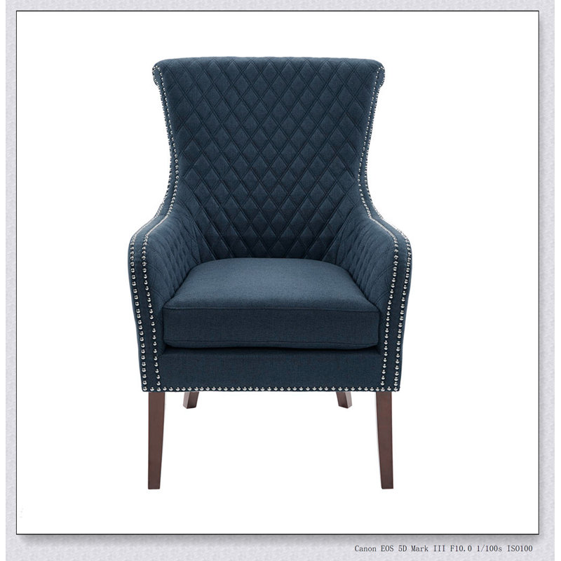 Fauteuil en tissu bleu foncé à 4 pieds