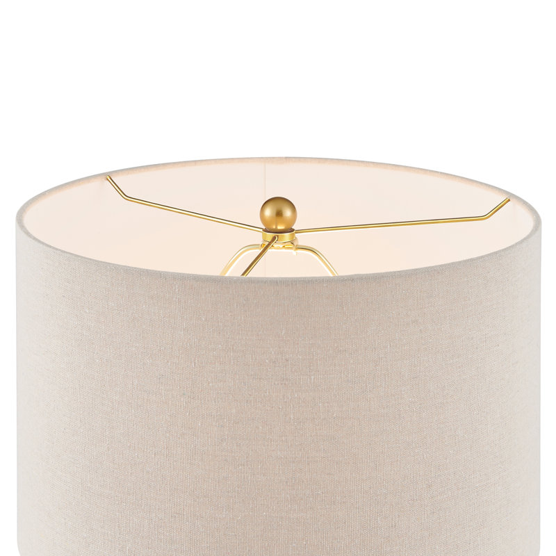 Lampe de table en céramique de 53 cm avec abat-jour cylindrique en tissu beige
