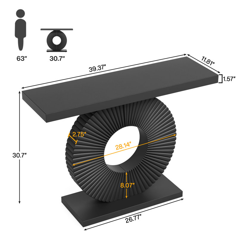 Cahner 39.37'' Console Table, Black