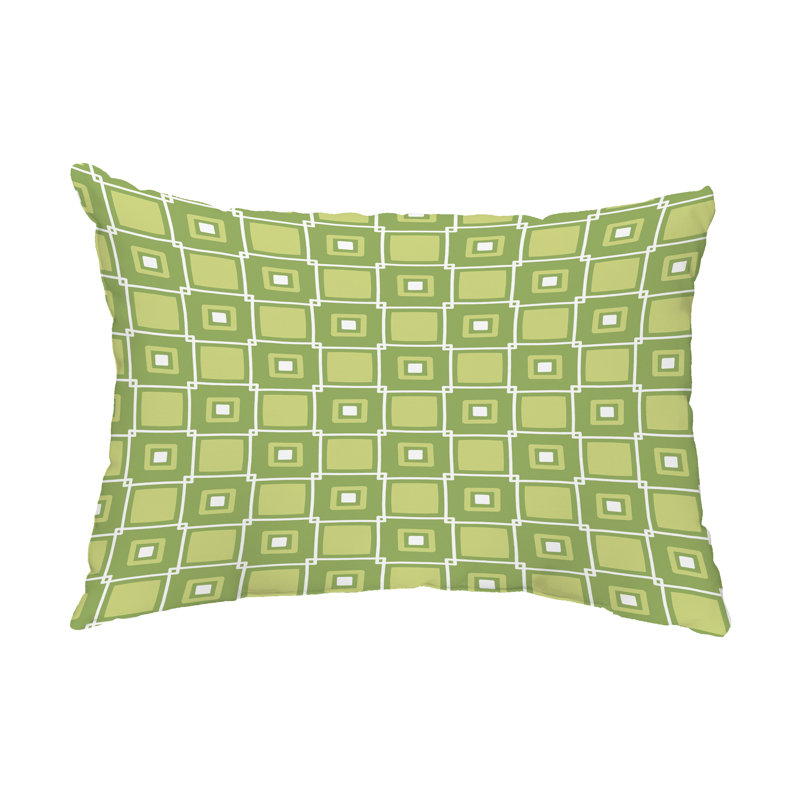 Geometric Outdoor Reversible Throw Pillow, Green