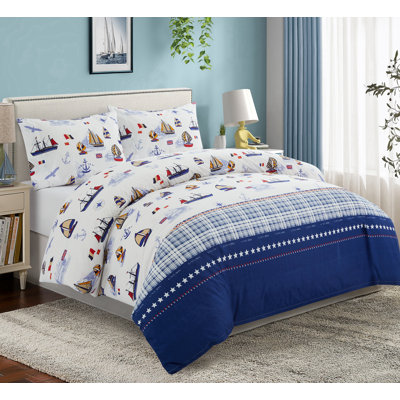 Ensemble de housse de couette en coton à imprimé 600 fils 3 pièces Marina