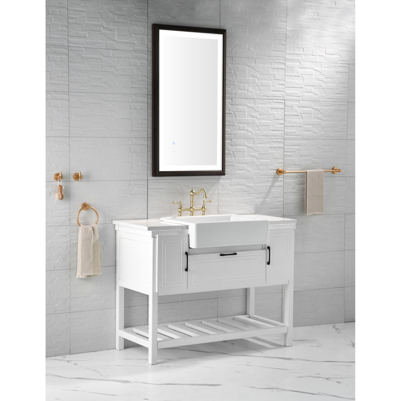 Miroir de salle de bain multifonctionnel avec Smart Touch - Température de couleur variable, désembuage, aluminium brun, 41,17 po de diamètre, 23,7 W, 1,51 H, 20,87 lb tactile, multifonctionnel, réglable en température, profondeur,