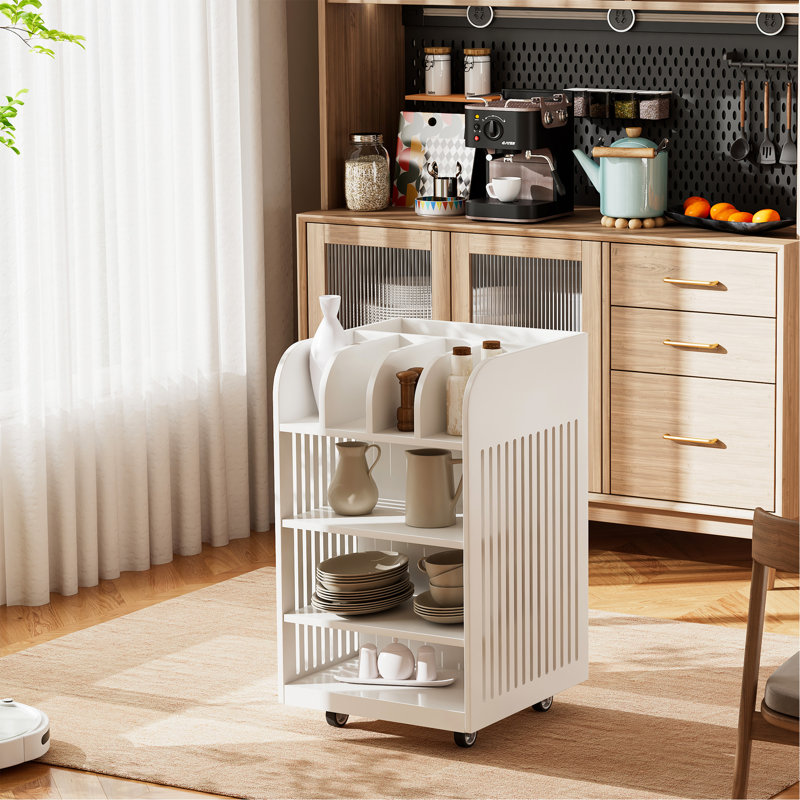 4-Tier Kitchen Island Cart With Advanced Functionality, White