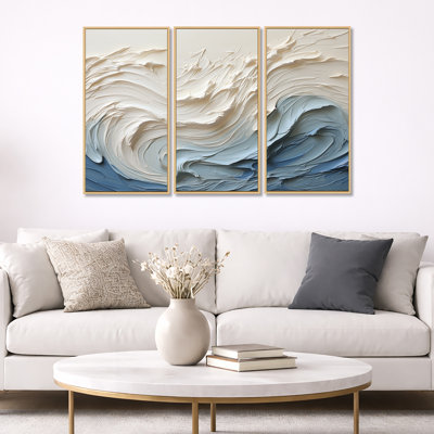 Clareen - Coastal Waves Canvas Wall Art Set (Set of 3)