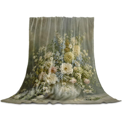Jeté Country Country pour canapé, feuilles de fleurs rustiques, plantes pastorales rétro, couverture en flanelle légère, couvertures en microfibre pour toutes les saisons, 40 x 50 po