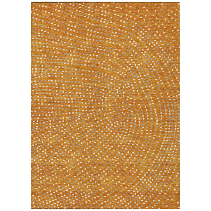 Tapis intérieur lavable à pois orange 9 pi x 12 pi