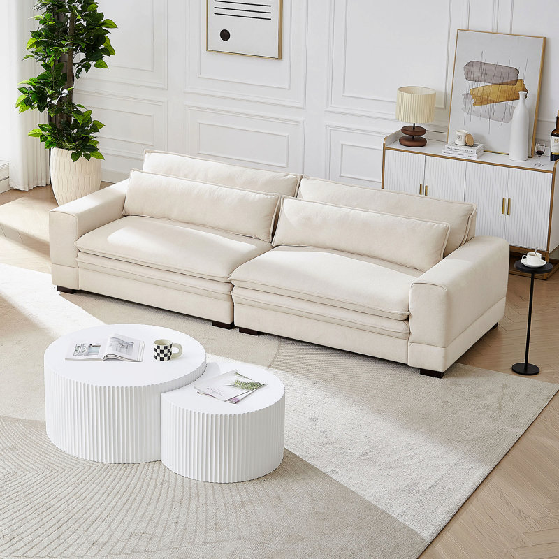 Canapé Mid-Century moderne rembourré beige