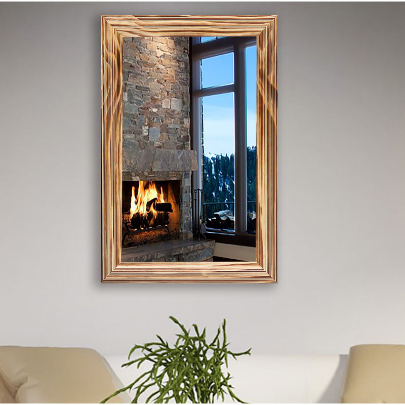 Kamsiyo Wood Flat Wall Mirror, 38" H x 32" W