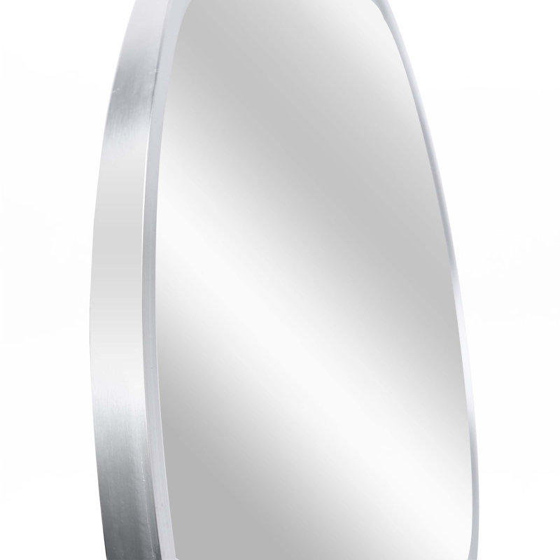 Metal Round Bathroom Mirror, Silver, 32" H x 32" W