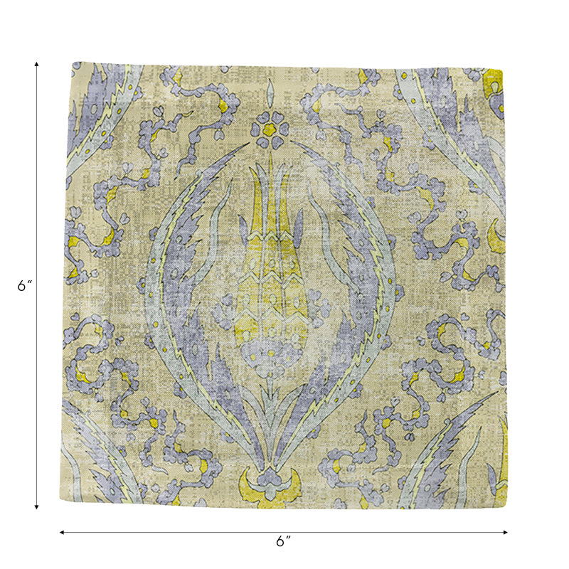 Byzantine Jewel Hemstitch Cocktail 6" Linen/Cotton Napkin, Gold