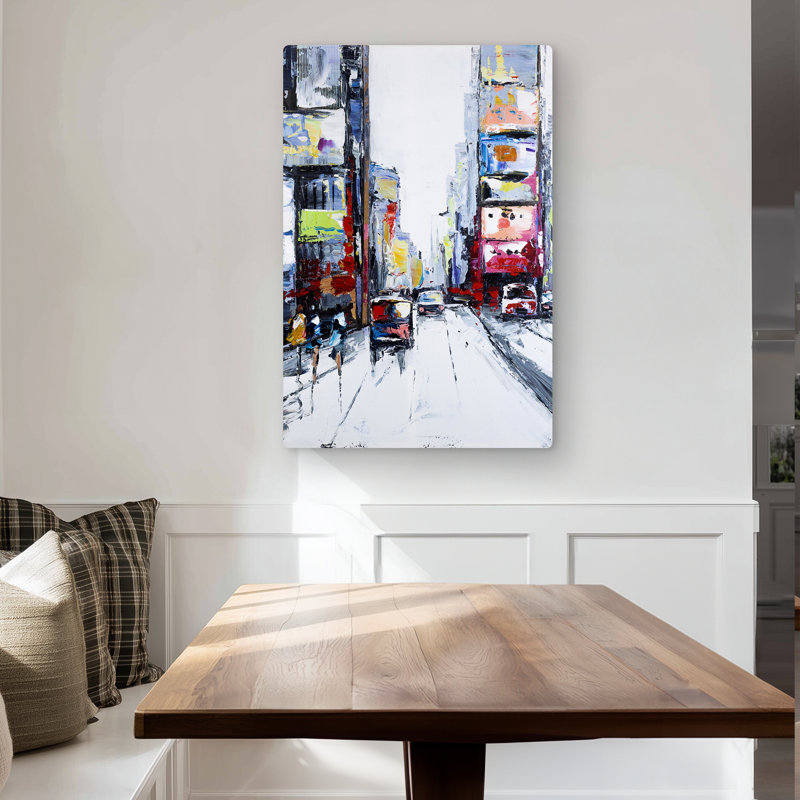 Time Square - Contemporary Red Metal Print for Home Decor