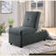 Repose-pieds convertible en fauteuil avec rangement, tissu gris ardoise, structure en contreplaqué de bois massif | Meubles de salon