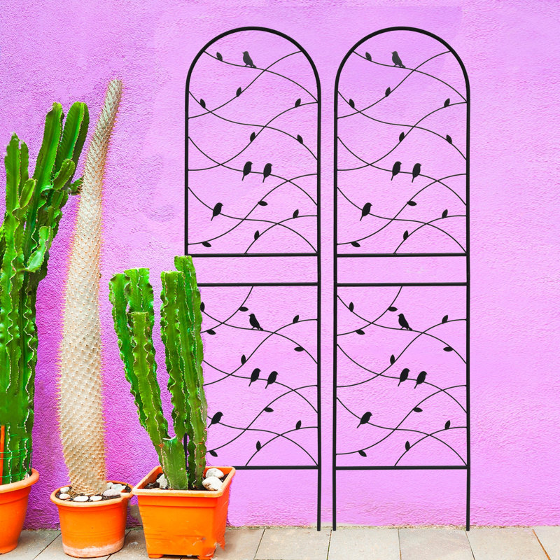2 Pack Metal Garden Trellis 71" X 19.7" Rustproof Trellis For Climbing Plants Outdoor Flower Support, Black