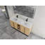 Meuble-lavabo autoportant de 60 po avec lavabo double en résine, portes à fermeture en douceur et supports de rangement ouverts, fabrication en contreplaqué-757577629
