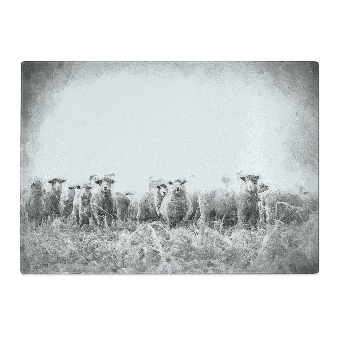 Tempered Glass a Flock of Sheep Chopping Board