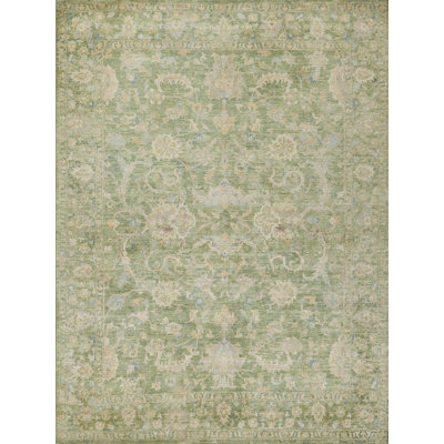 Santorini hand-knotted Wool/Silk Green Area Rug