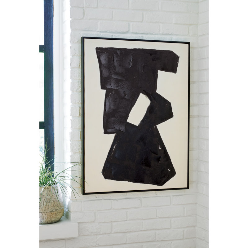 Garviery 30" x 40" Black and Beige Abstract Wall Art
