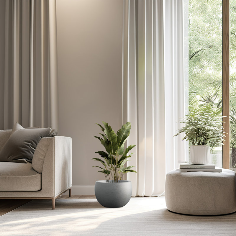 Pot à fleurs en ciment Highwoods, H 7,87 po x l 11,81 po x P 11,81 po, Finition pierre