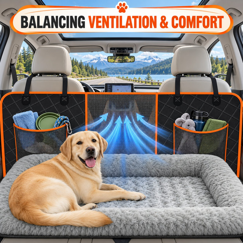 This extra-large hard-bottom rear dog hammock comes with a bed mat, holds 450LBS, and combines waterproof, anti-scratch protection with a safer layout that is easy to use and clean.