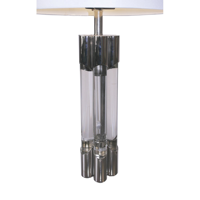 Blanco 1 Light Glass Base Table Lamp, Polished Nickel