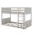 Low Bunk Beds Twin Over Twin For Kids, Wood Bunk Bed For Juniors/Boys/Girls With Full Guardrails & Ladder, Panelled Headboard & Footboard