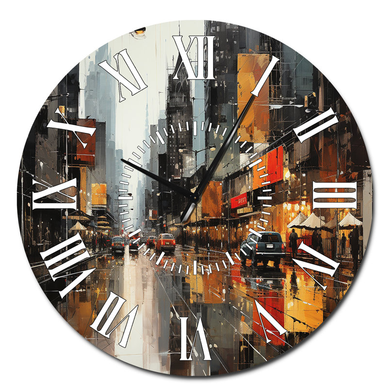 Horloge murale City Collage V - Collages abstraits à face blanche, Surdimensionné