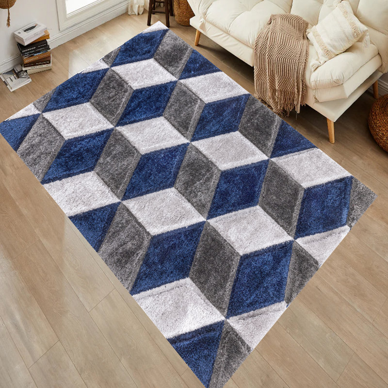 Alyha Geometric Machine Tufted Shag Indoor / Outdoor Area Rug, Rectangle 119.89 x 170.18cm