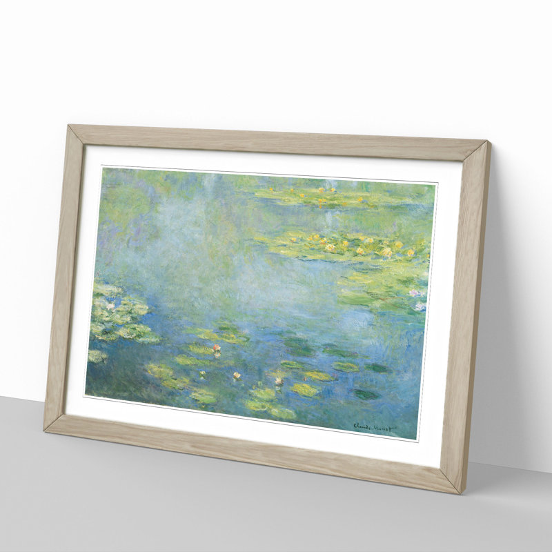 Water Lilies Lily Pond Vol.28 by Claude Monet - Picture Frame Painting, 48cm H x 65cm W x 2cm D, Oak