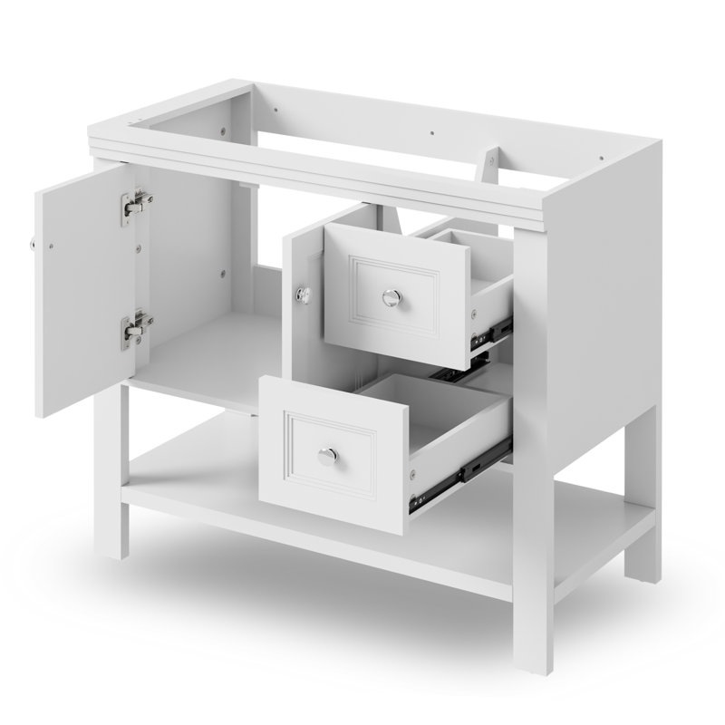36" Single Bathroom Vanity Base Only, 2 Doors 2 Drawers, Sink not Included, White